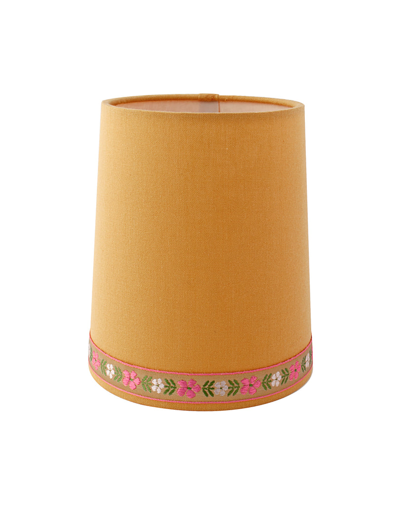 Golden Yellow Lampshade w/Vintage Ribbon 2pc/Set