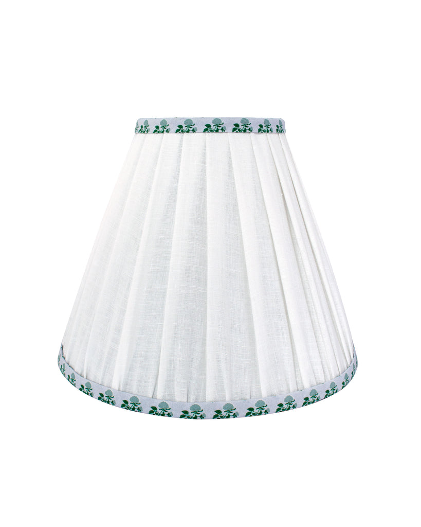 White Linen + Mini Rosie Detail - Blue Lampshade