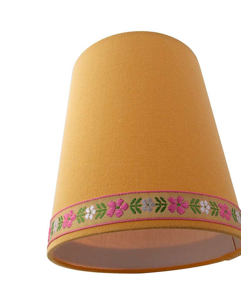 Golden Yellow Lampshade w/Vintage Ribbon 2pc/Set