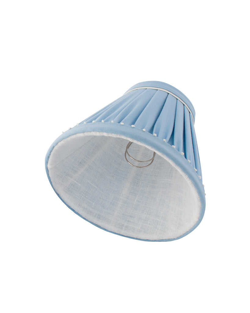 Light Blue Lampshade w/Ivory Details
